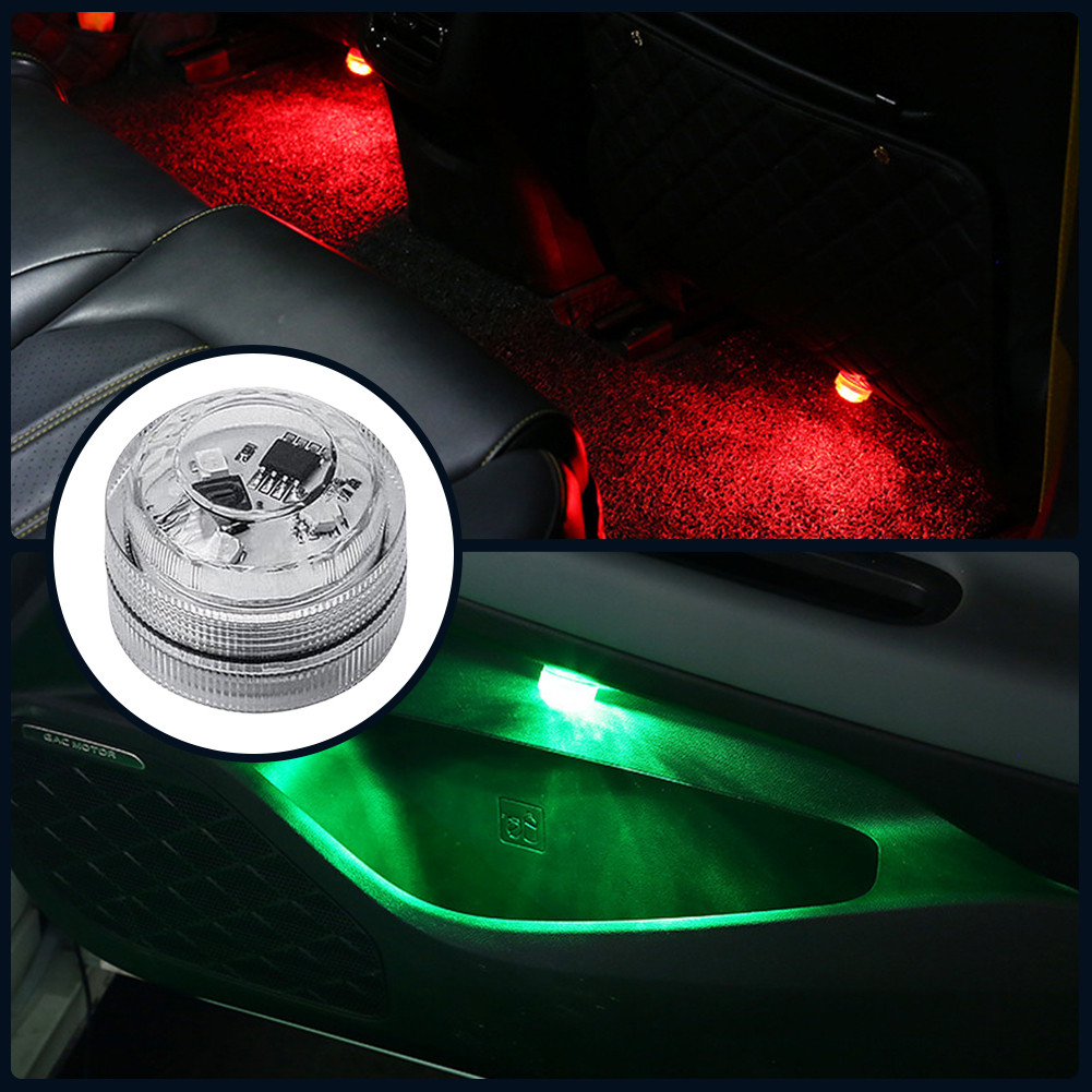 2/4PCS Wireless Adhesive LED Car Interior Ambient Light Remote Control ...