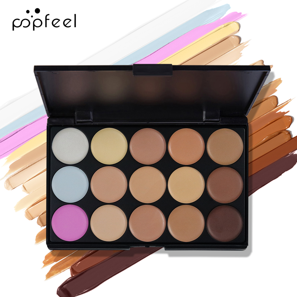 POPFEEL 15 Colors Cream Concealer Palette, Long-Wearing Smudge Proof ...