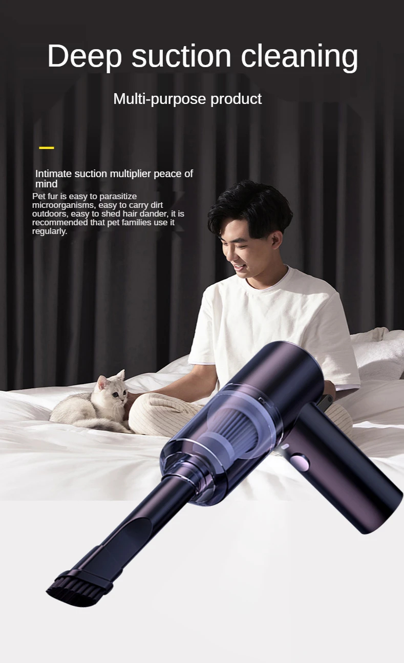 Wireless Handheld Car Vacuum Cleaner - High Power Mini Vac For Pet Hair, Car Interiors, Home Use, USB Charging & Portable Design