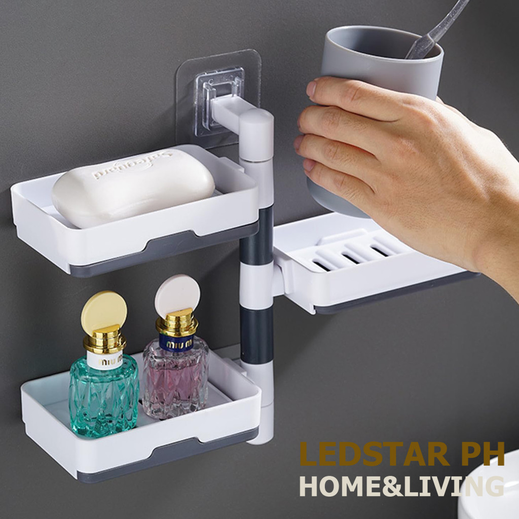 Rotating Soap Box Rack 3Layer Thickened Wall Hanging Drain Bathroom ...