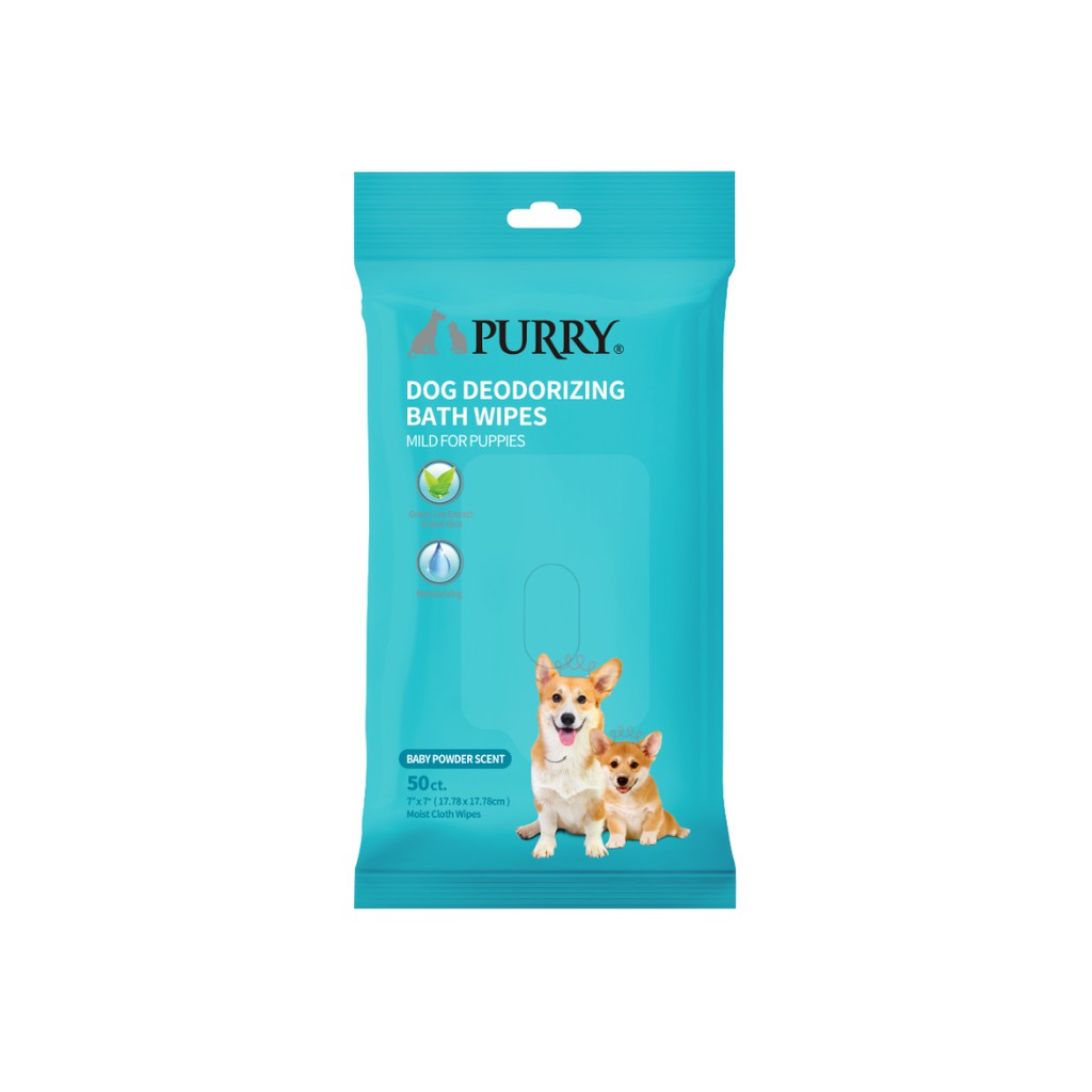 Purry Mild Deodorizing Glove Bath Wipes for Dogs and Puppies 50pcs ...