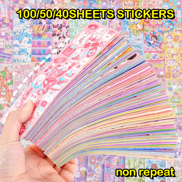 100PCS Set Cute Stickers Kawaii Cartoon Laser Sticker Suitable For Kid ...