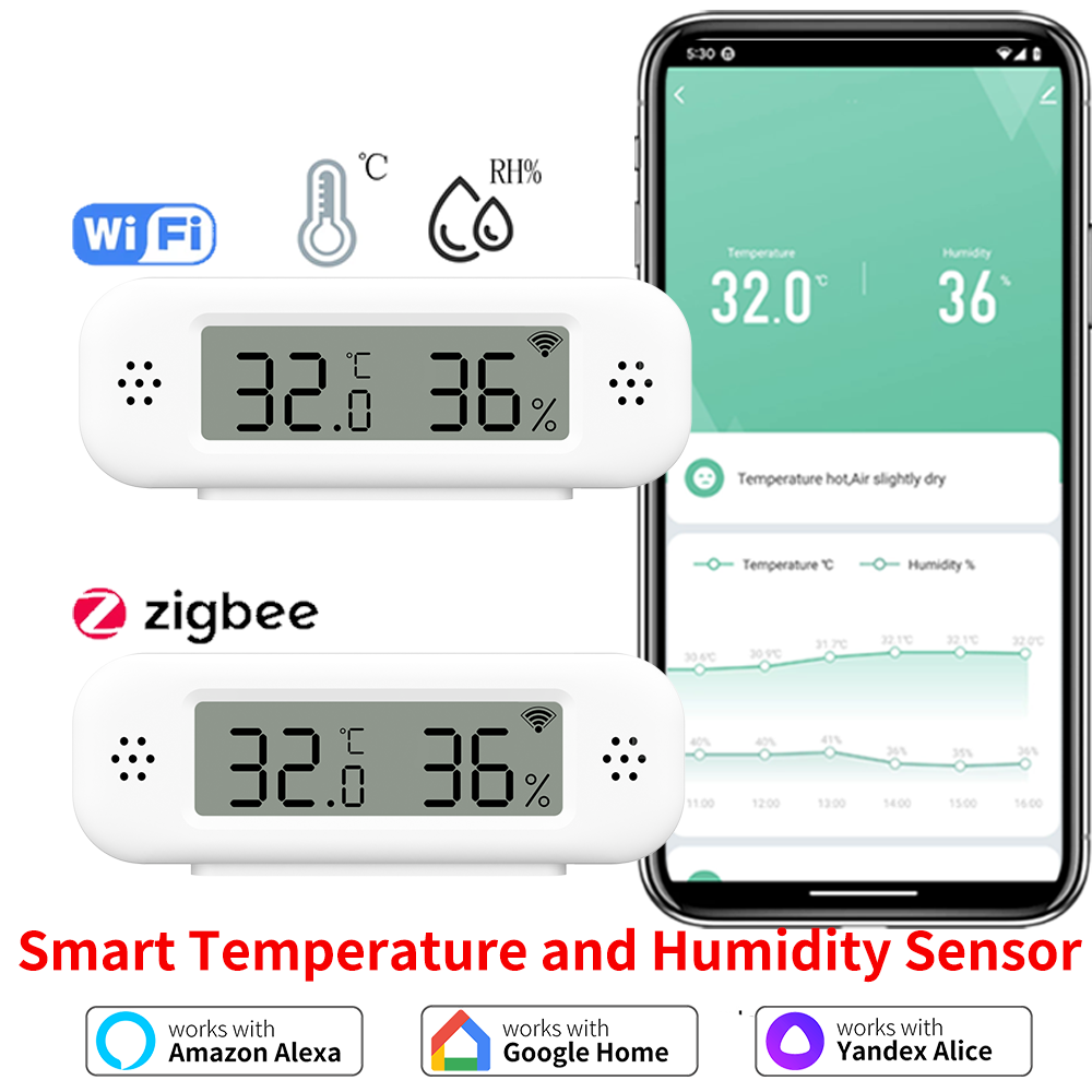 Smart Wifi Zigbee Temperature and Humidity Sensor for Indoor Use ...