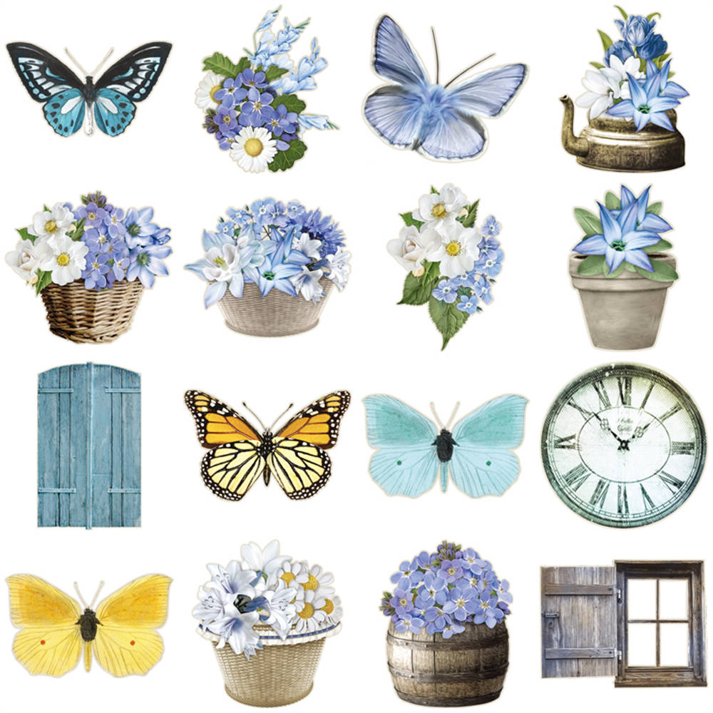 50pcs Blue Ins Creative Stickers Diy Computer Washi Scrapbooking ...