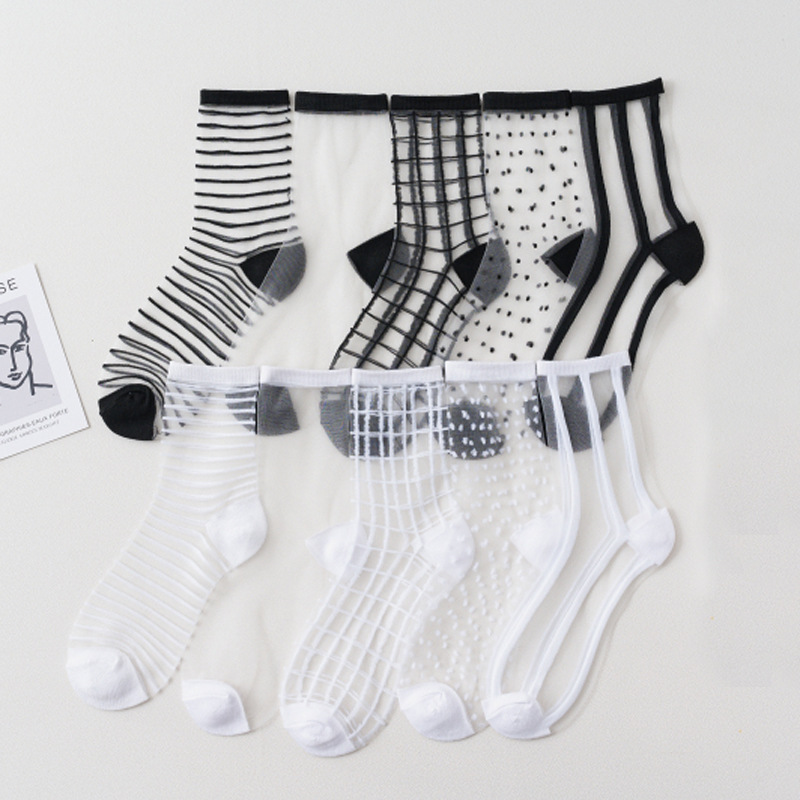 Thin Socks Breathable Mesh Striped Women's Socks Summer Ultra-Thin ...