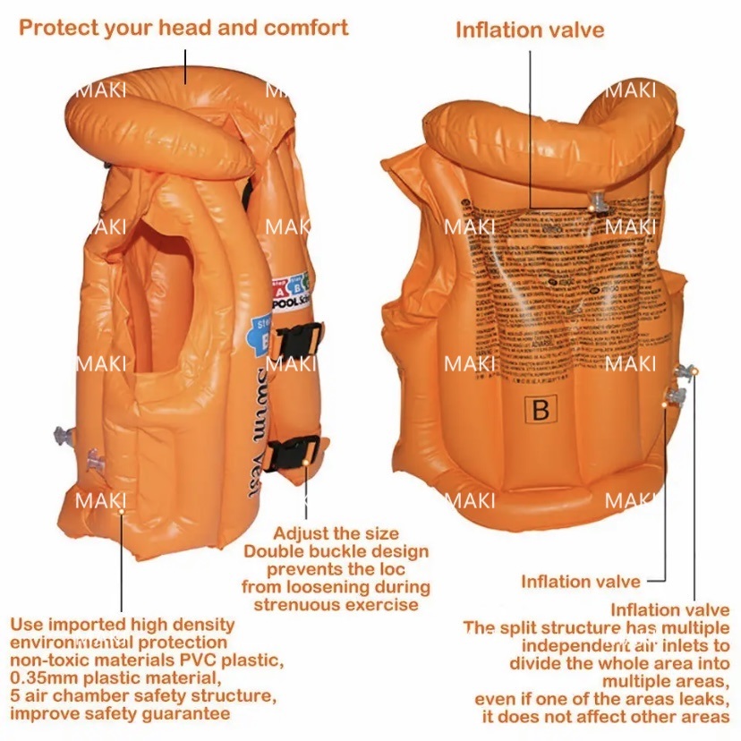 inflatable life jacket swim wear swim suit swimming vest for kids ...