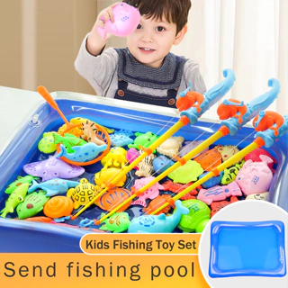 1set/16pcs Kids' Fishing Pool Set Parent-Child Interactive Educational  Fishing Toys (Fishing Pool And Accessories Colors Random)