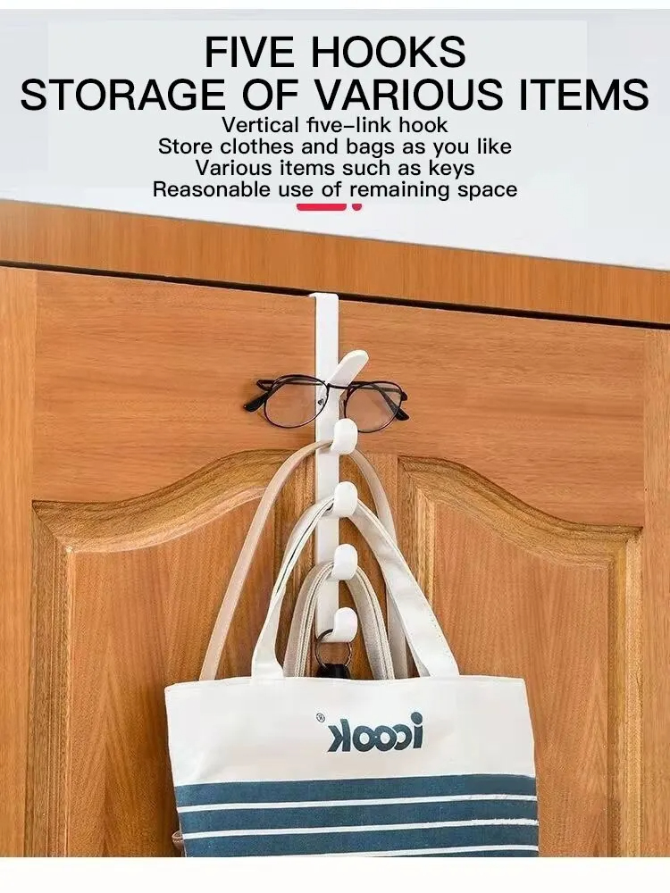 Multifunctional Fivesegment Hook Portable Coat Hook Door Towel Hook