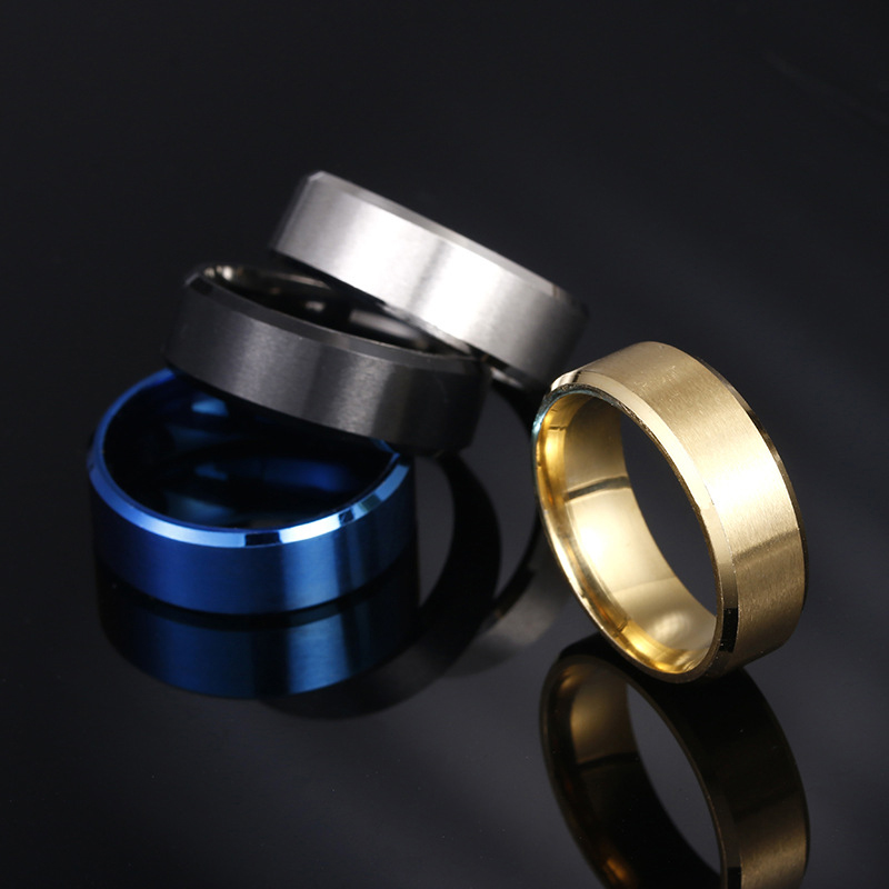 Fashion polished glossy ring men's stainless steel ring simple ...