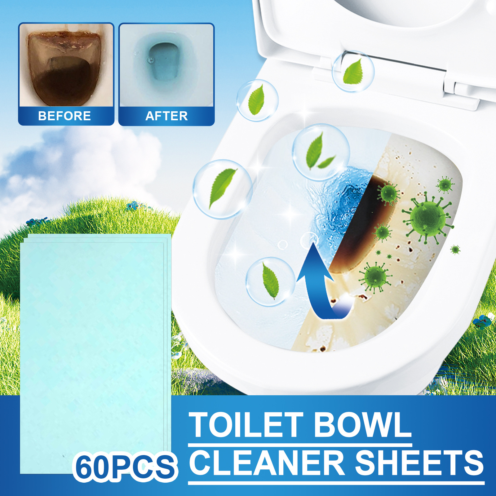 Jue-Fish Toilet Bowl Cleaner Sheets Toilet Deodorizer Scale Remover ...