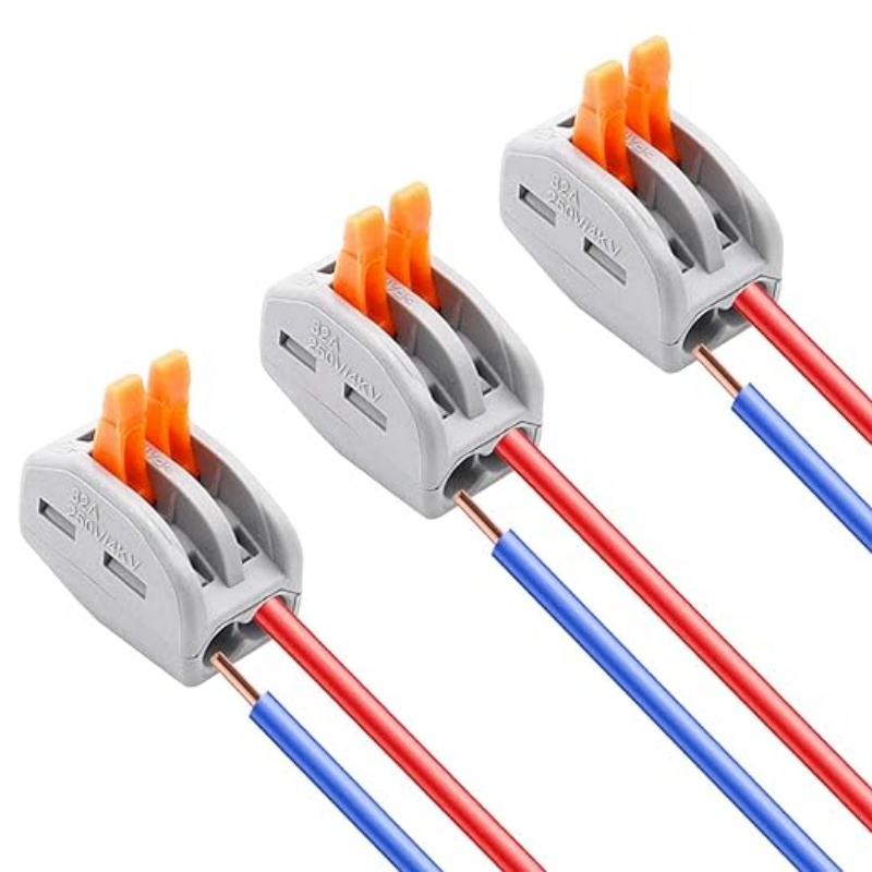 10 Pcs 2 Port Lever Wire Conductor Compact Wire Connectors Fast Connection Terminal Suitable For 3113