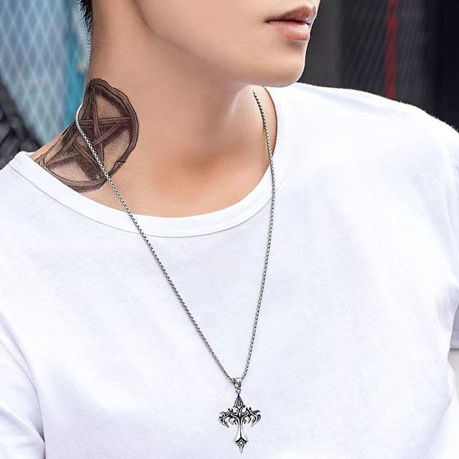 Vintage Gothic Punk Cross Pendant Necklace with Chain Design Unisex ...