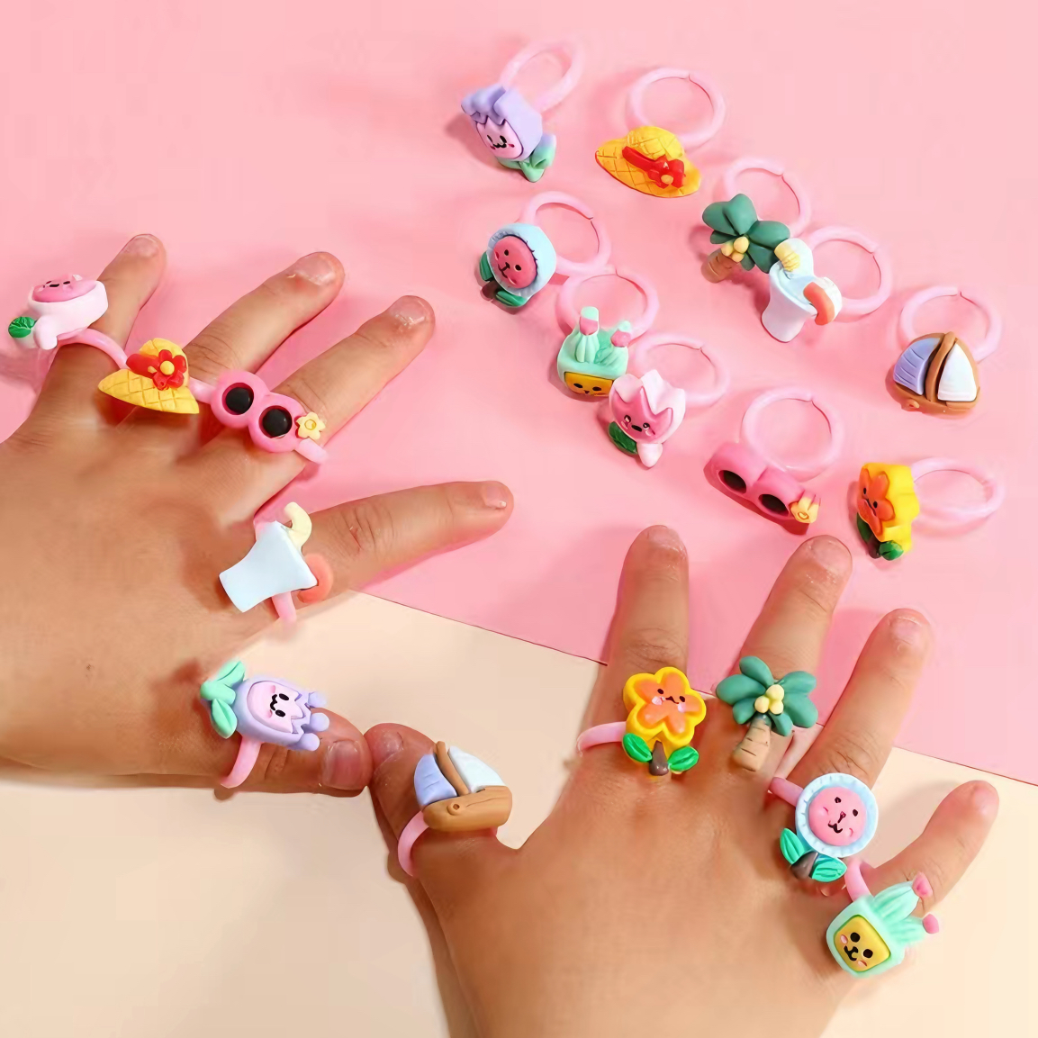 20 Charming Girls Cute Small Ring Rings-DIY Beaded Jewelry Making Kits ...