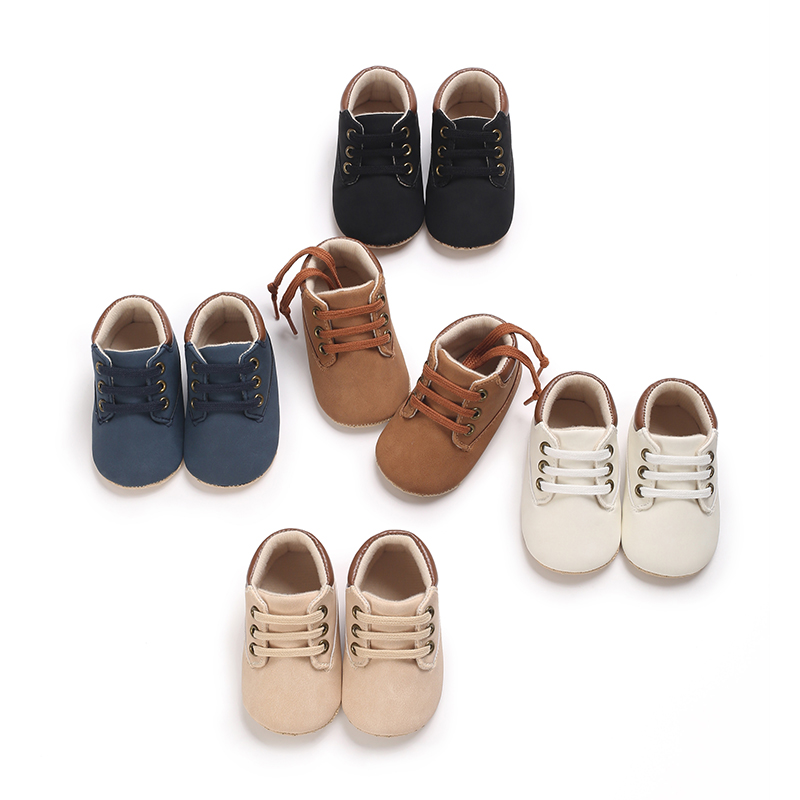 Baby Fashion Leather High Top Walking Shoes Soft Sole Walking Shoes ...