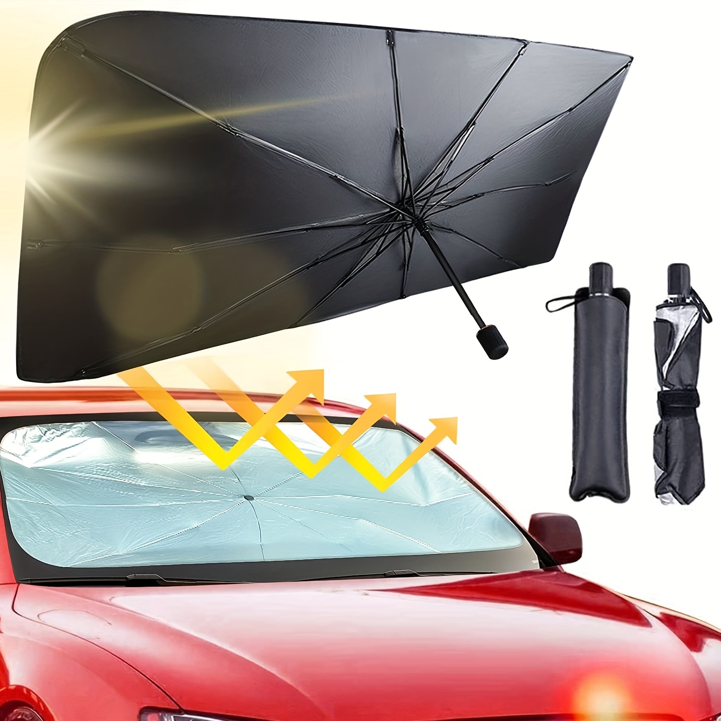 ICLOVER Windshield Sun Shade - 59x33.5 Inch Foldable UV Protector For Big Cars 8 thumbnail image