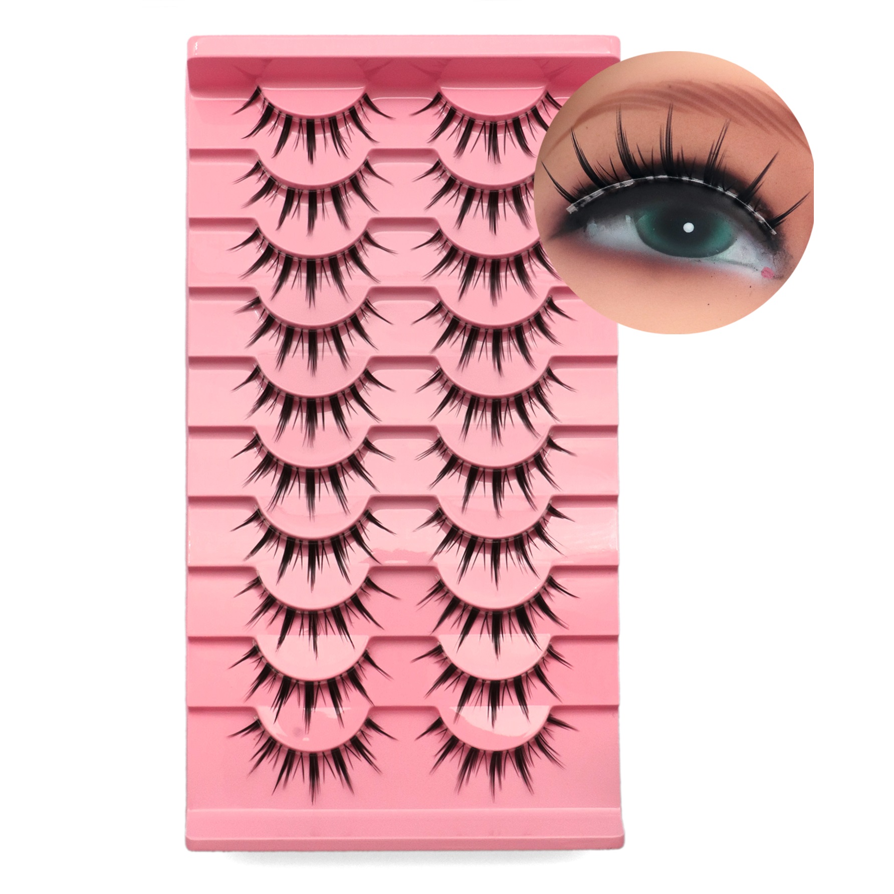 10 Pairs Transparent Stem Complete Comic Eyelashes Fairy Cluster ...