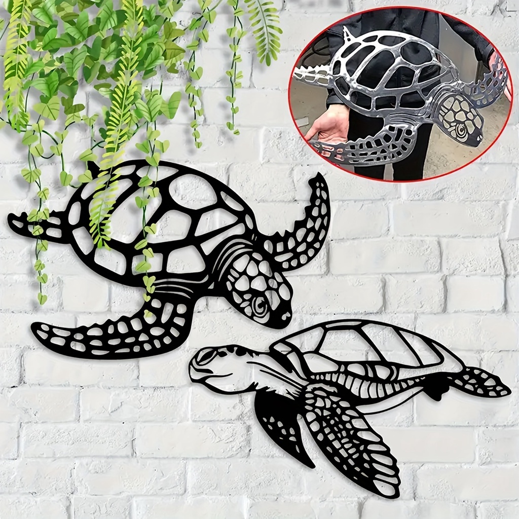 Beach Wall Decor, Metal Sea Turtle Wall Art Decor, Exquisite Black Sea ...