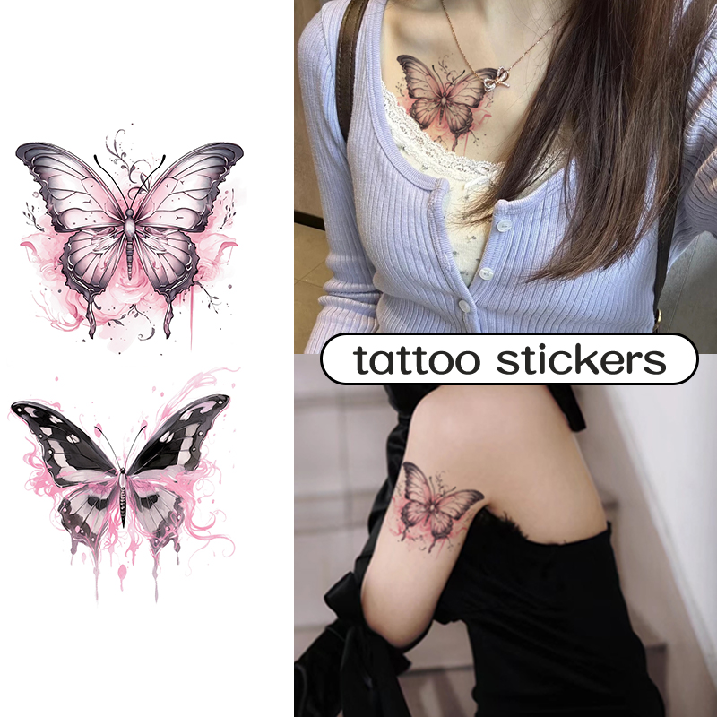 High Value Dopamine Butterfly Color Waterproof Long Lasting Temporary Tattoo Sticker Female Arm 5305