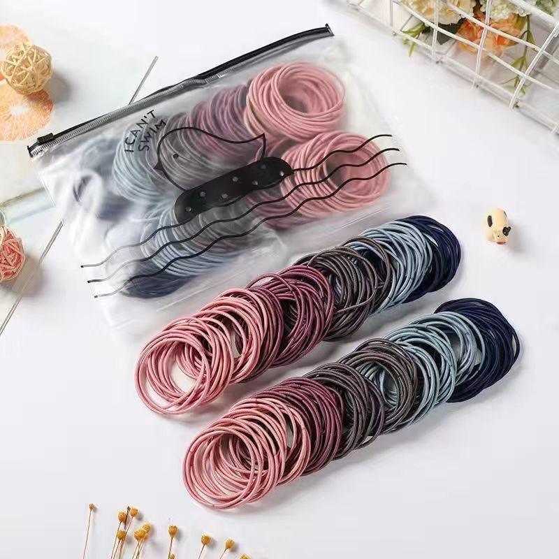 100pcs elastic band hair band does not hurt hair tie hair cord Elastic ...