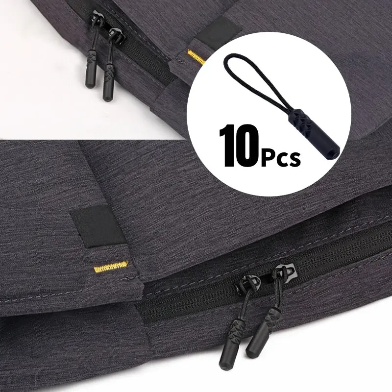 10 Pieces/set Black Zipper Rope Puller End Installation Rope Label ...