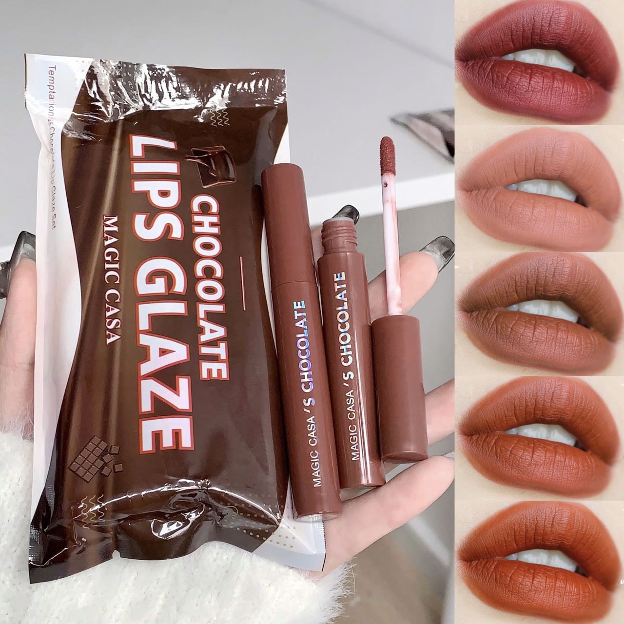 5 color indulgent matte lip kit: chocolate-inspired, durable gloss for ...