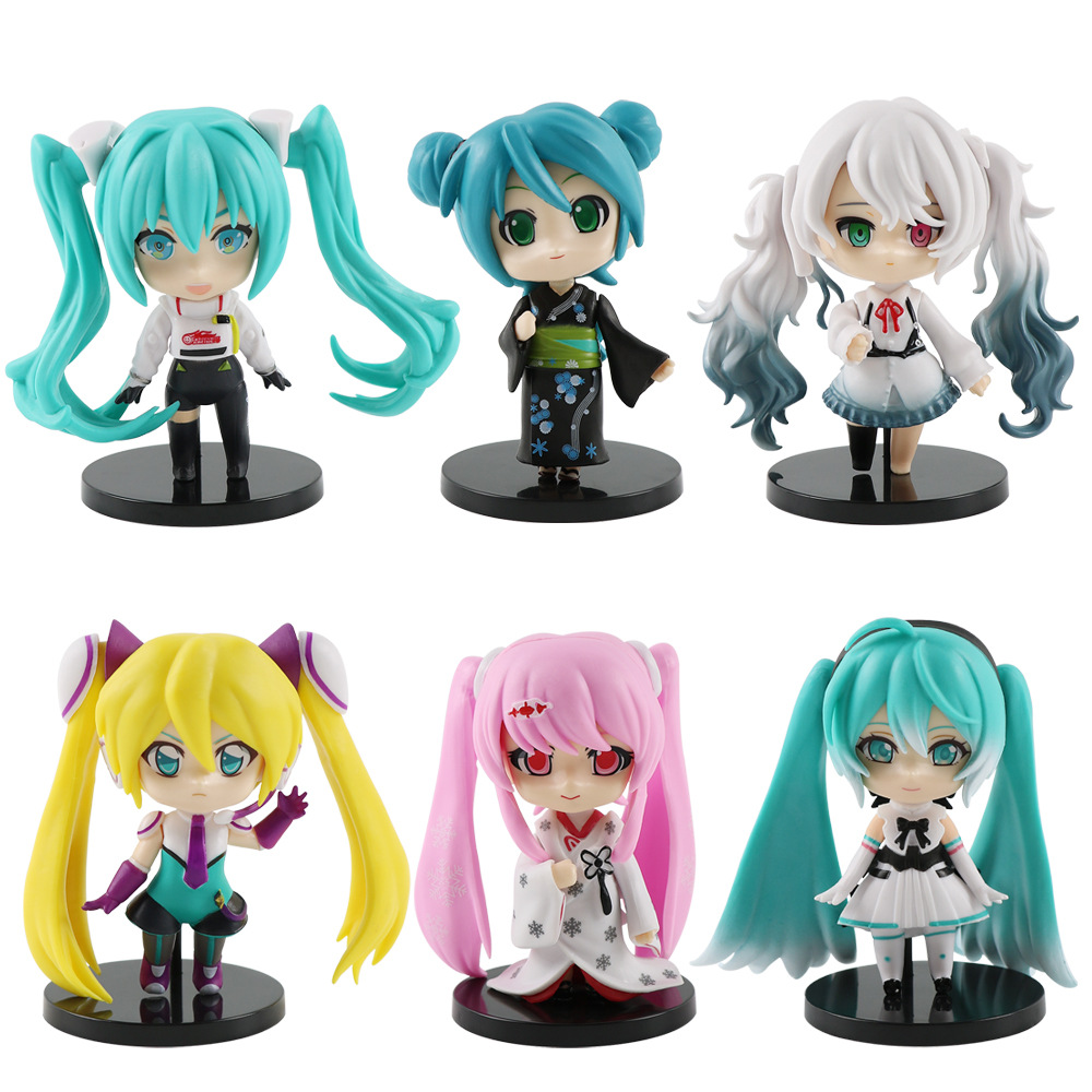 6pcs 9cm Q-version Hatsune Miku action figures kimono-clad Miku figura ...
