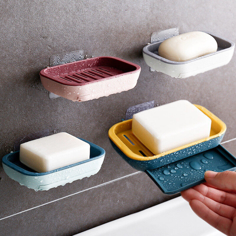 1pc Wall Mounted Soap Holder, Plastic Drain Soap Tray, Drainage Design ...
