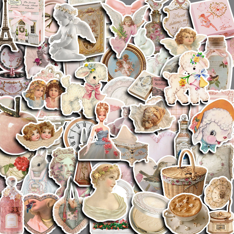 60pcs Retro Pink Series Stickers Diy Computer Laptop Washi Scrapbooking ...