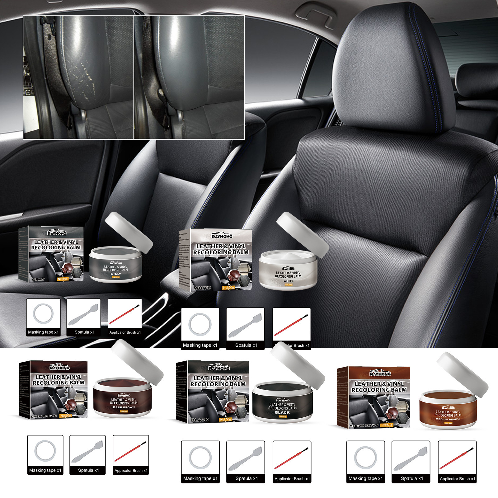 Rayhong Leather Coloring Paste Leather Coloring Cream Car Seats Leather ...