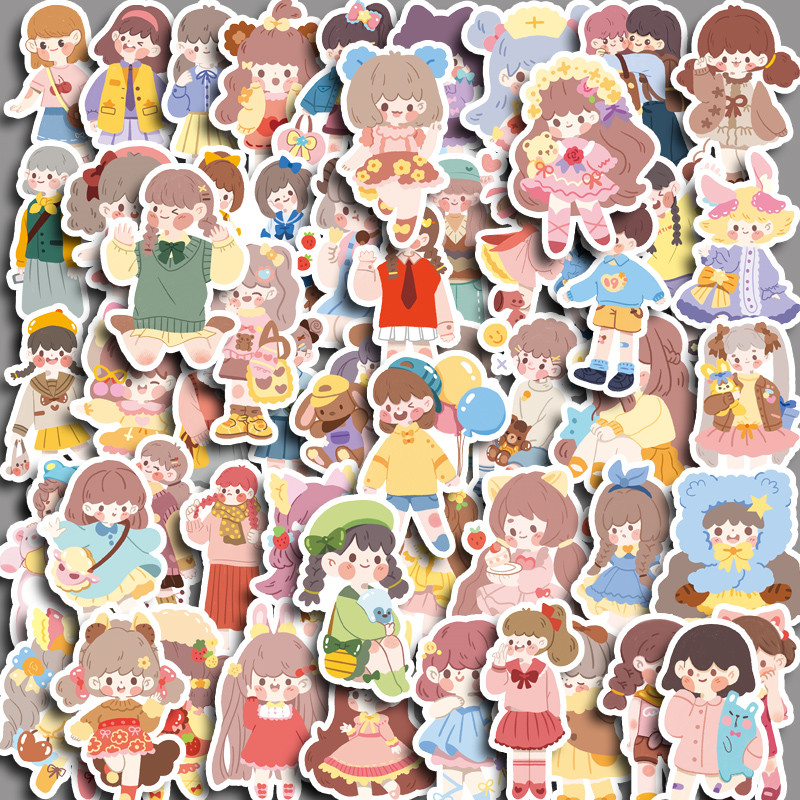 60pcs Soft Girl Outfits Stickers Diy Computer Washi Scrapbooking ...