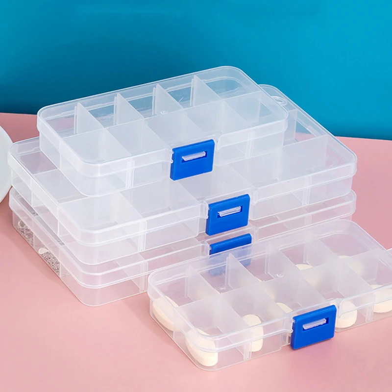 1pc Transparent 15 /10 Grid Adjustable Plastic Jewelry Boxes Plastic ...