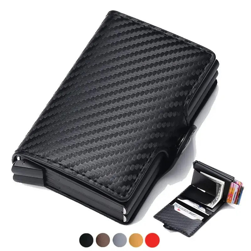 Double Layer Men ID Credit Bank Card Holder Wallet Anti Rfid Blocking ...