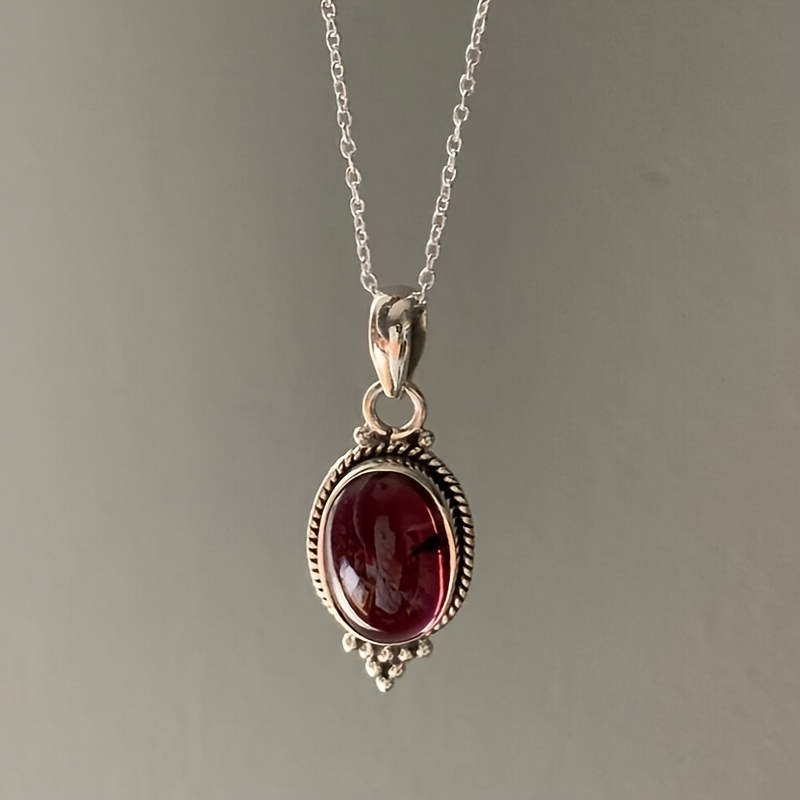 Bohemian Vintage Ruby Pendant Necklace, Alloy Jewelry for a Unique ...
