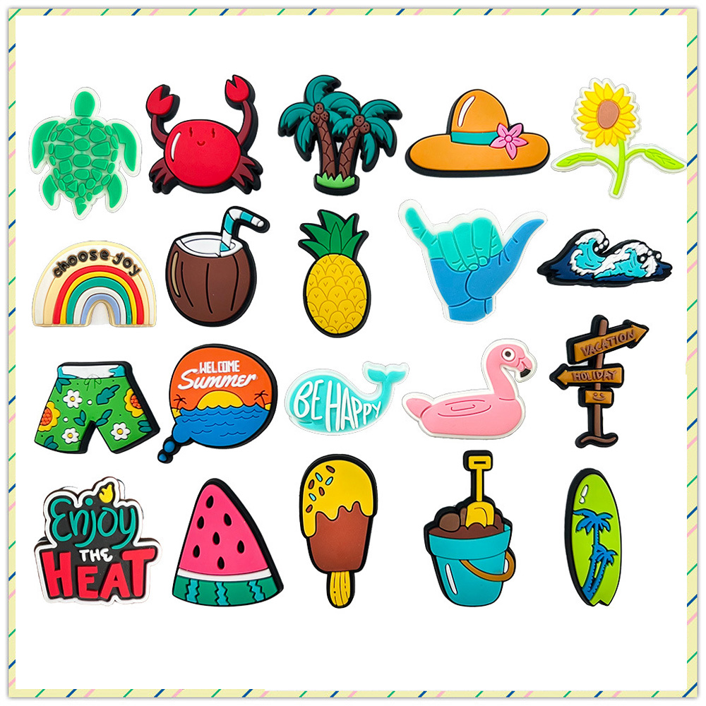 20Pcs/Set Ready Stock Jibbitz Cartoon Summer Theme Shoe Charms For