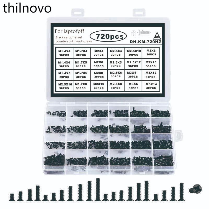 NINDEJIN Laptop Notebook Computer Screws, Flat Head Phillips Screws Assortment Kit (M1.4 M1.7 M2 M2.5 M3) + (M2 M2.5 M3