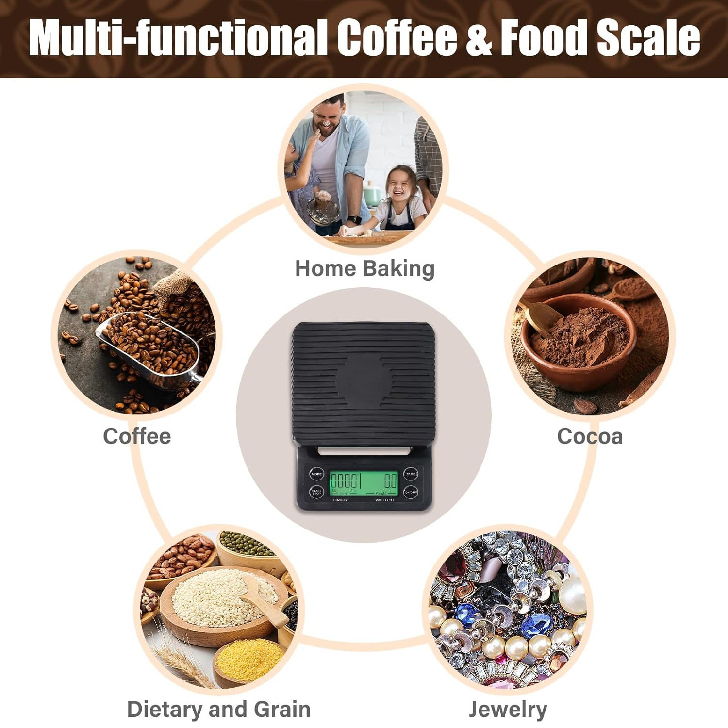 Electronic Microscale with Timer, 0.1g-5kg Coffee Making Precision ...