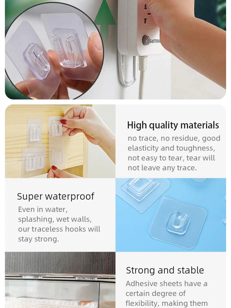 8 Pack Shower Caddy Adhesive Replacement, Hooks Strong