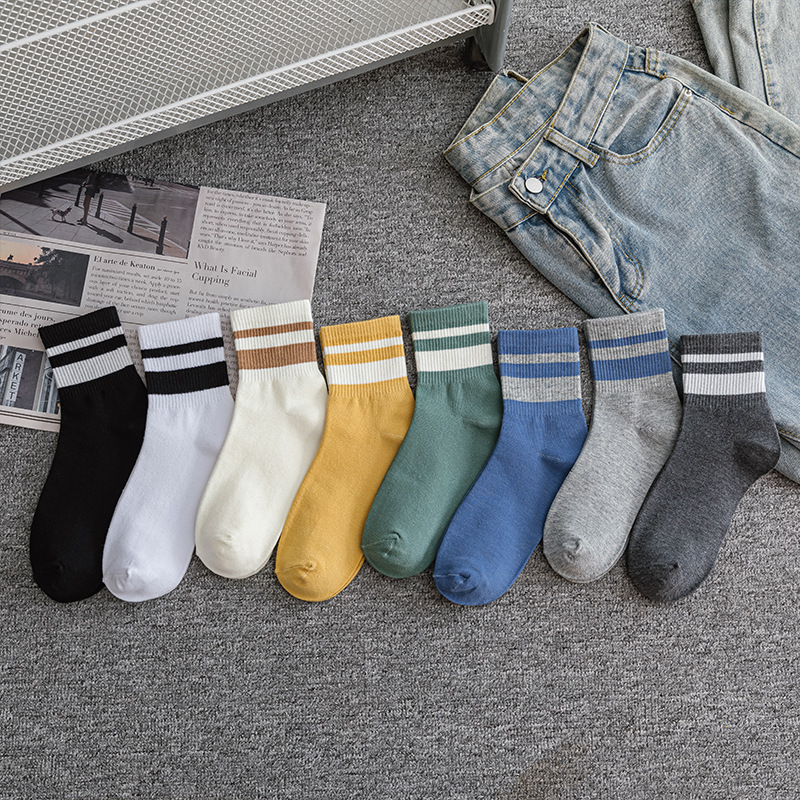 Men Tube Socks Color Matching Casual Sports Breathable Unique Retro ...