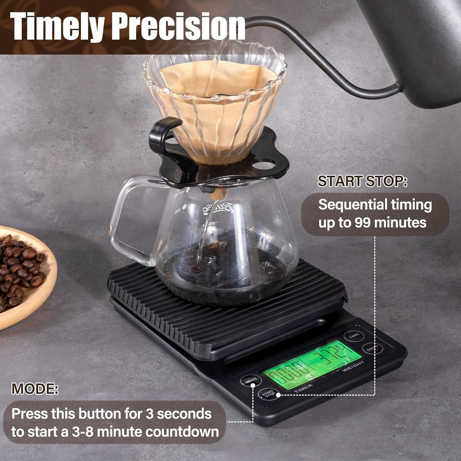 Electronic Microscale with Timer, 0.1g-5kg Coffee Making Precision ...