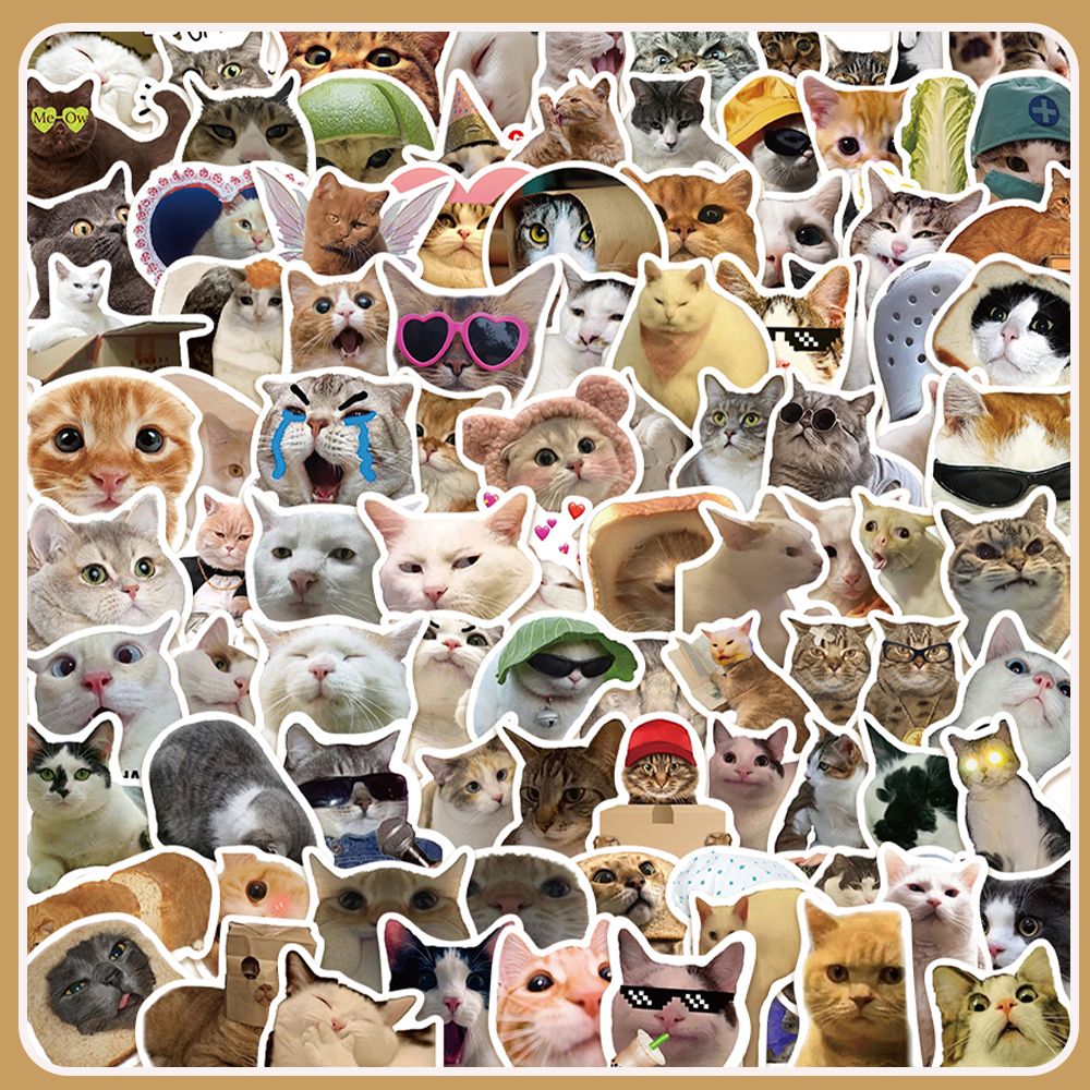 50/100Pcs Funny Cats Emoji Series Sticker DIY Luggage Laptop Waterproof