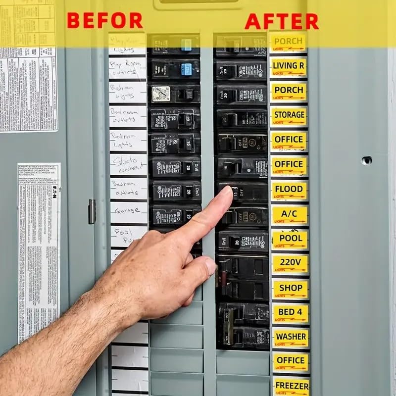 129 Circuit Breaker Box Labels Conspicuous Identification Weatherproof ...