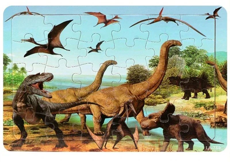 30 Piece Wooden Jigsaw 3d Puzzle Kids Cartoon Animal Vehicle Puzzles ...