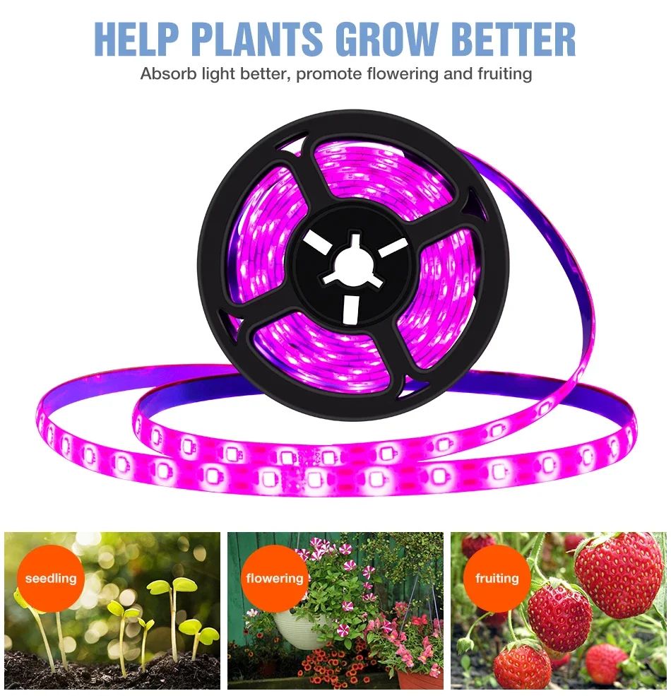 1M/2M/3M LED Plant Light Strip 5V USB Phyto Lamp Spectrum For Cultivo ...