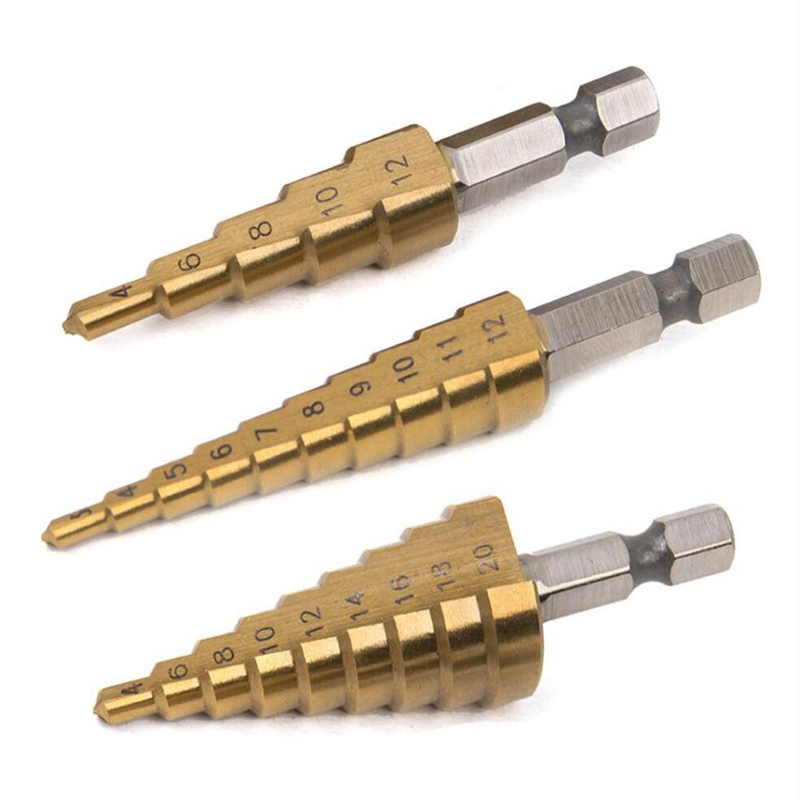 Hexagonal shank pagoda drill bit high speed steel titanium plated ...