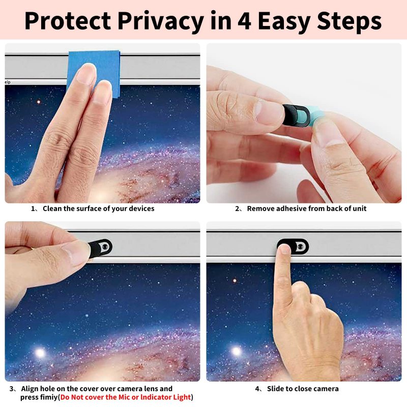 Cover Per Webcam Sottilissima 0.7mm - Confezione Da 3, Nere, Per PC, Laptop E Cellulari