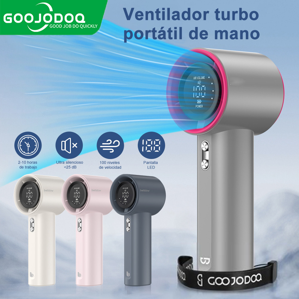 GOOJODOQ Mini Fan Rechargeable Portable Handheld Jet Fan Strong Wind ...
