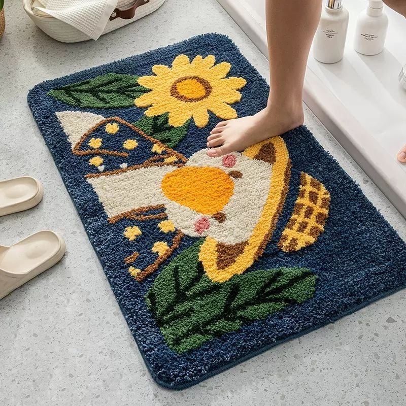 Cute animal cashmere bathroom floor mat bathroom non-slip absorbent mat ...