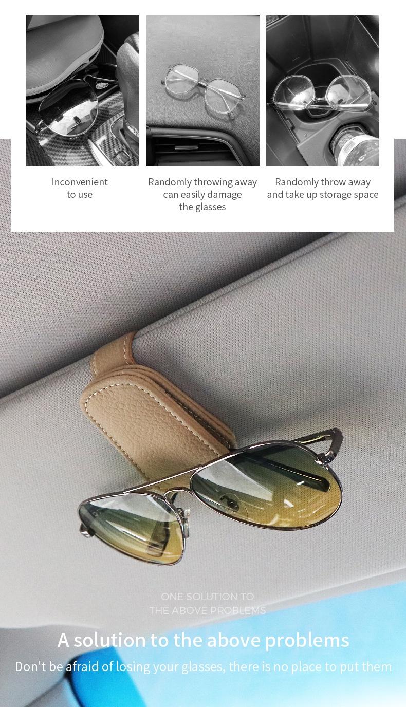 Leather Car Glasses Holder Strong Magnet Sunglasses Ticket Card Clip ...