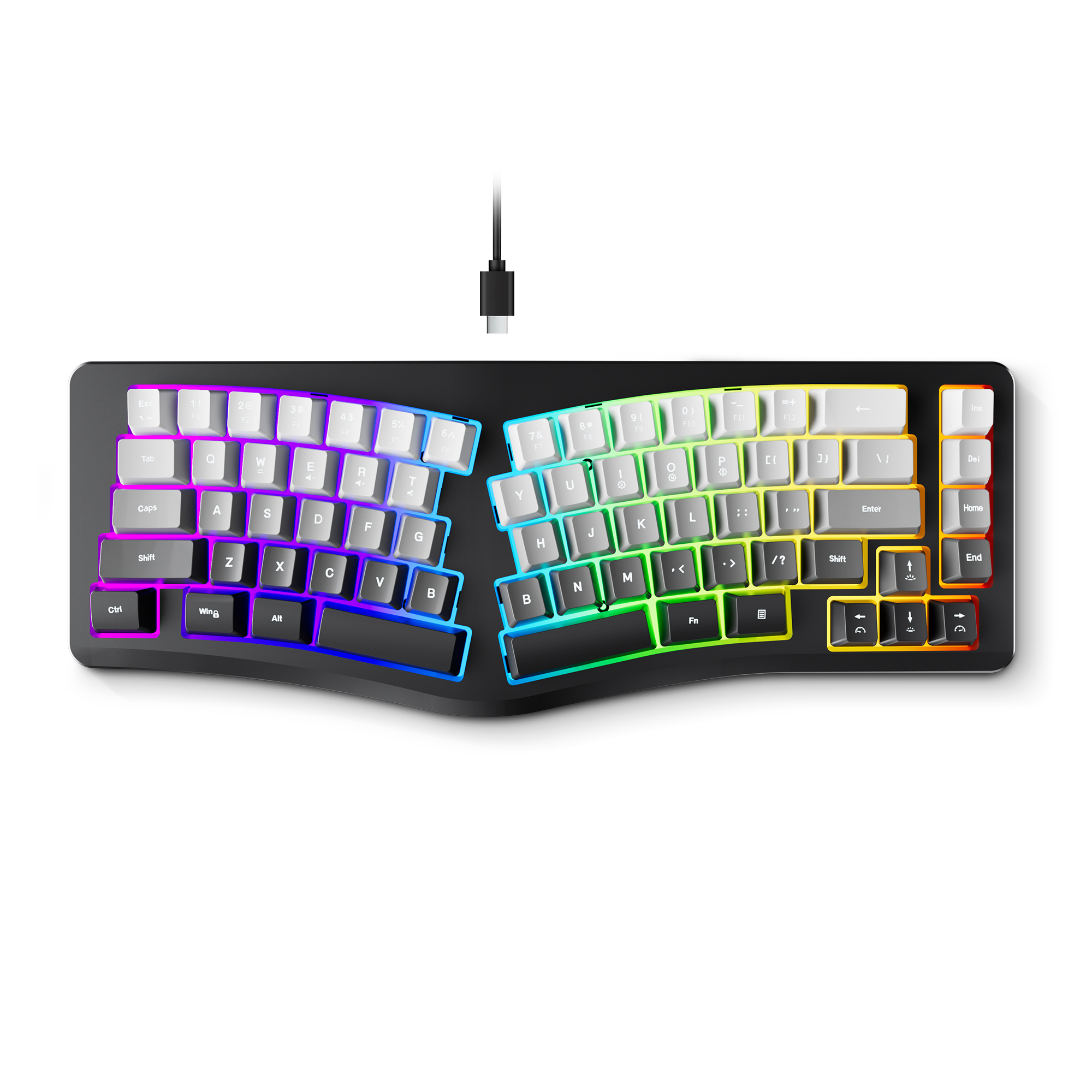 Wired Keyboard with RGB Backlit 69 Keys Ergonomic Membrane Portable ...