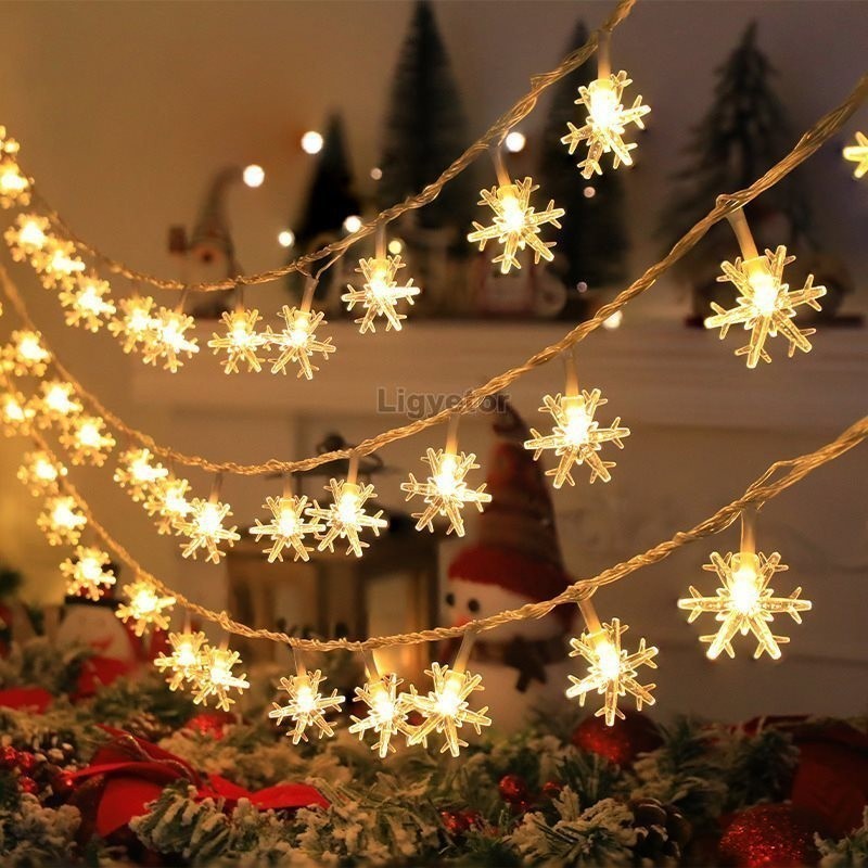 Waterproof Solar Snowflake Lights Christmas String Lights with 8 Modes